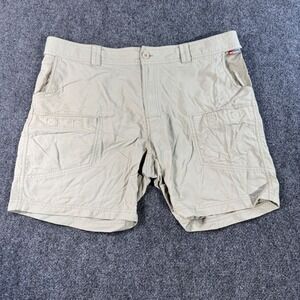Simms Fishing Products Mens XL Tan Cargo Fishing Shorts Quick Dry Hiking Utility